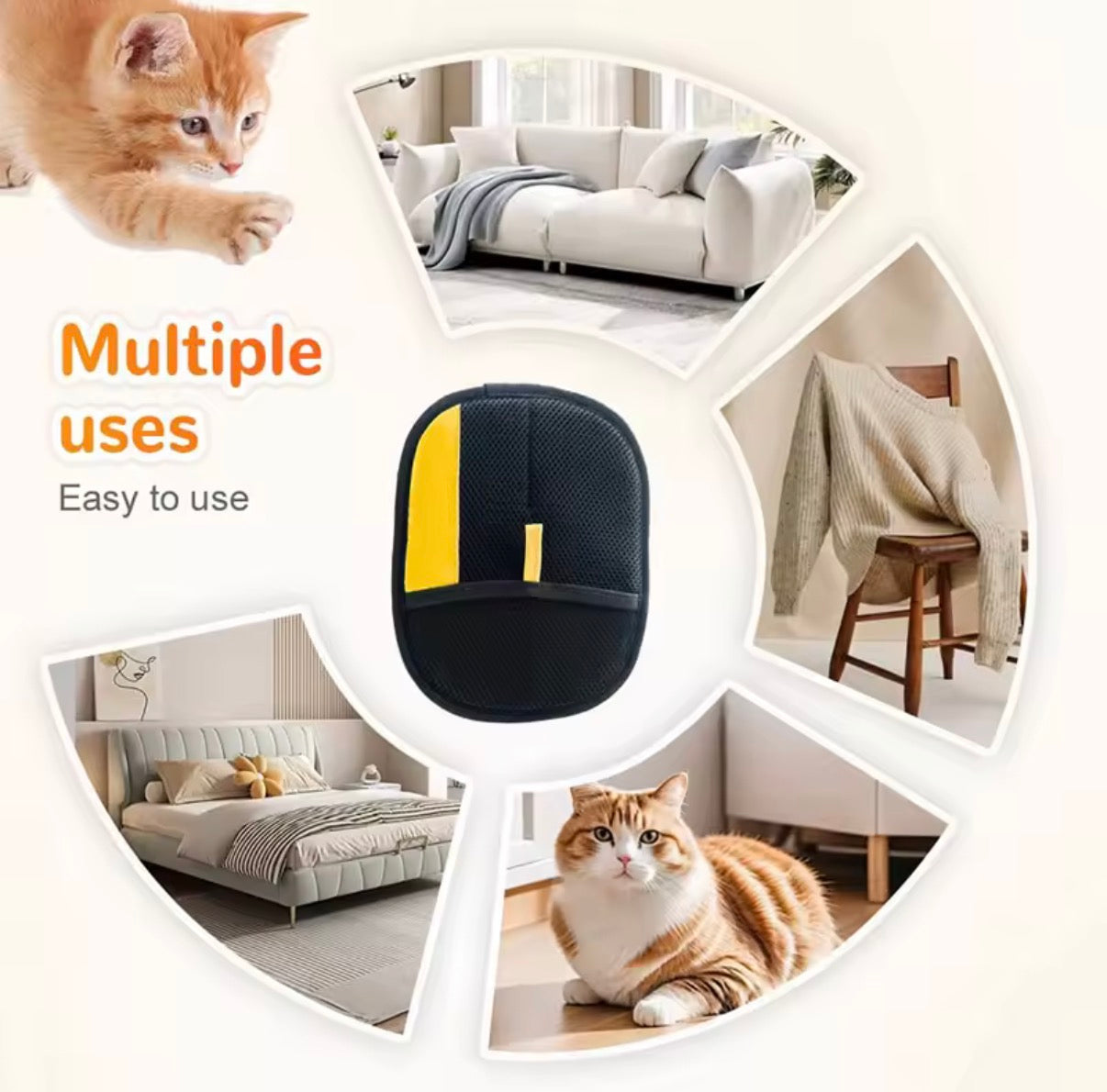 Pet Grooming Glove for Small Dogs - Gentle Hair Removal & Massage Brush