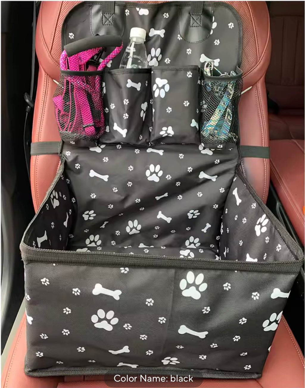 Dog Car Seat Cover with Storage Pockets - Waterproof Hammock Protector for Back Seat