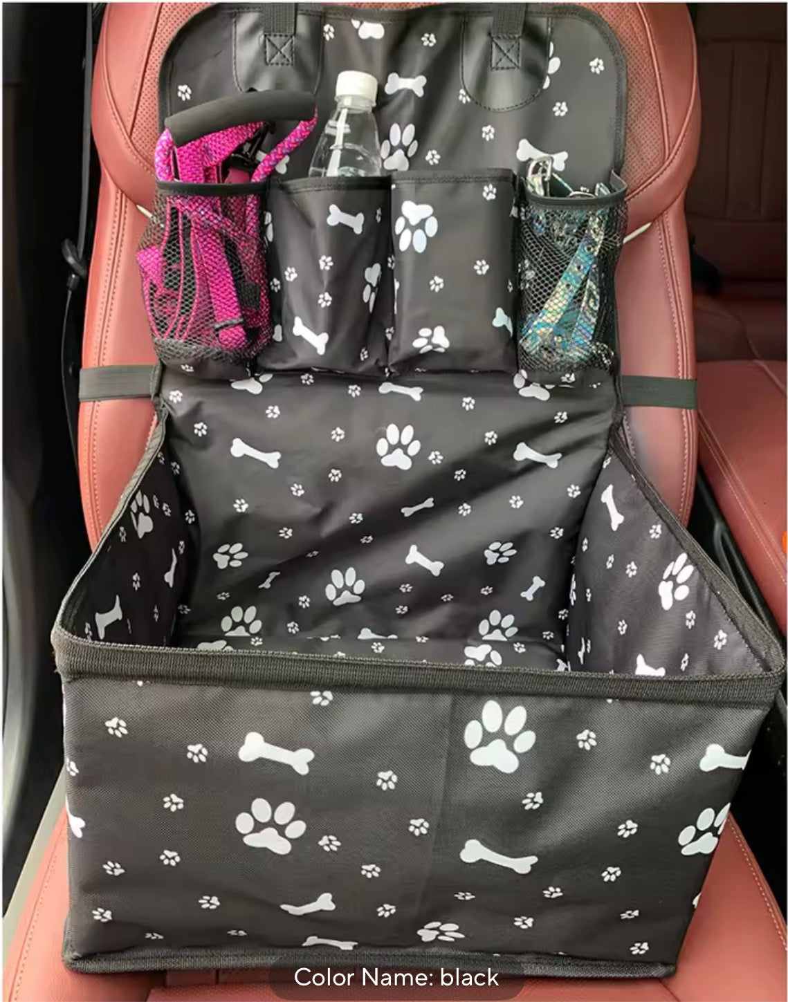 Dog Car Seat Cover with Storage Pockets - Waterproof Hammock Protector for Back Seat
