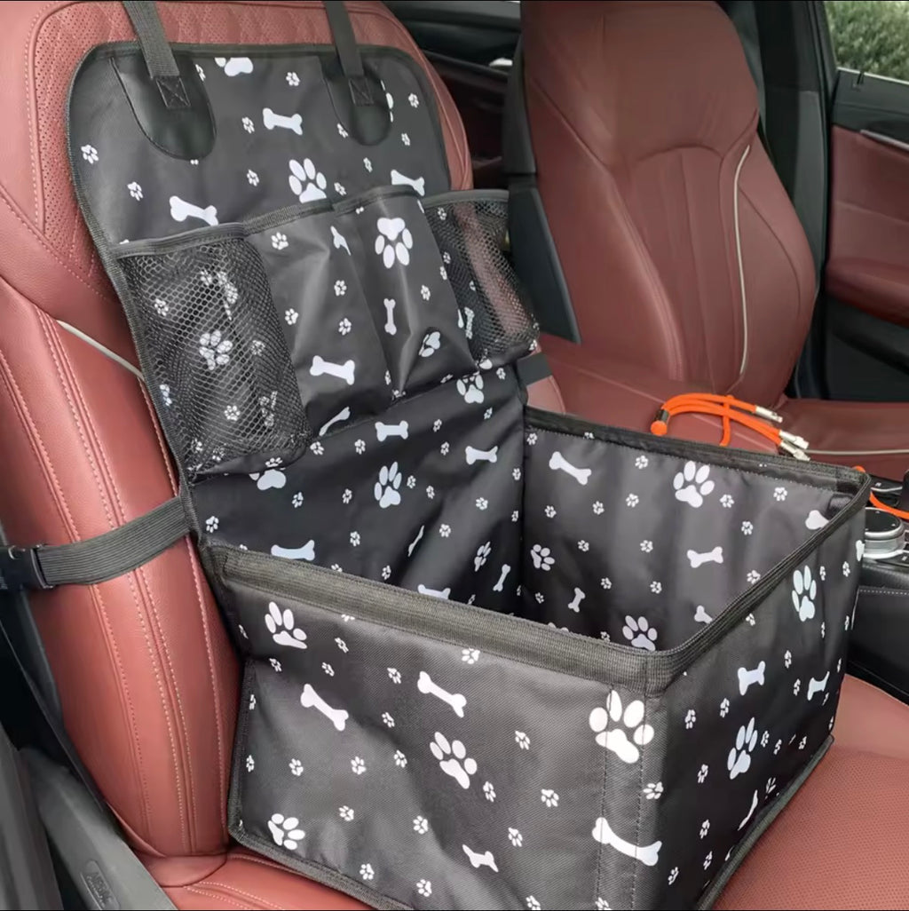 Dog Car Seat Cover with Storage Pockets - Waterproof Hammock Protector for Back Seat