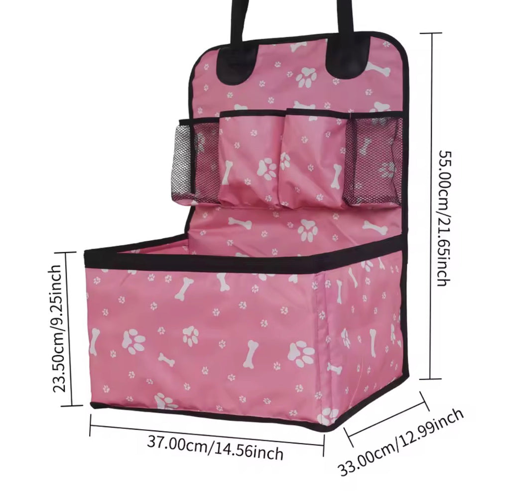 Dog Car Seat Cover with Storage Pockets - Waterproof Hammock Protector for Back Seat