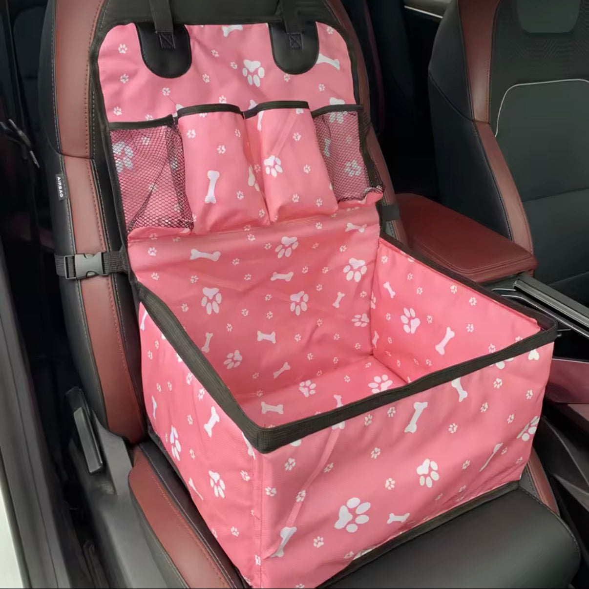 Dog Car Seat Cover with Storage Pockets - Waterproof Hammock Protector for Back Seat
