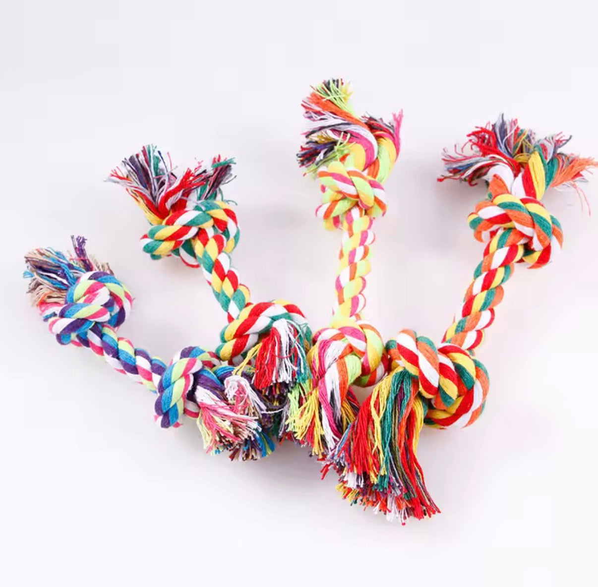 Cotton Rope Chew Toy for Small Dogs - Durable Double Knot (Random Color)