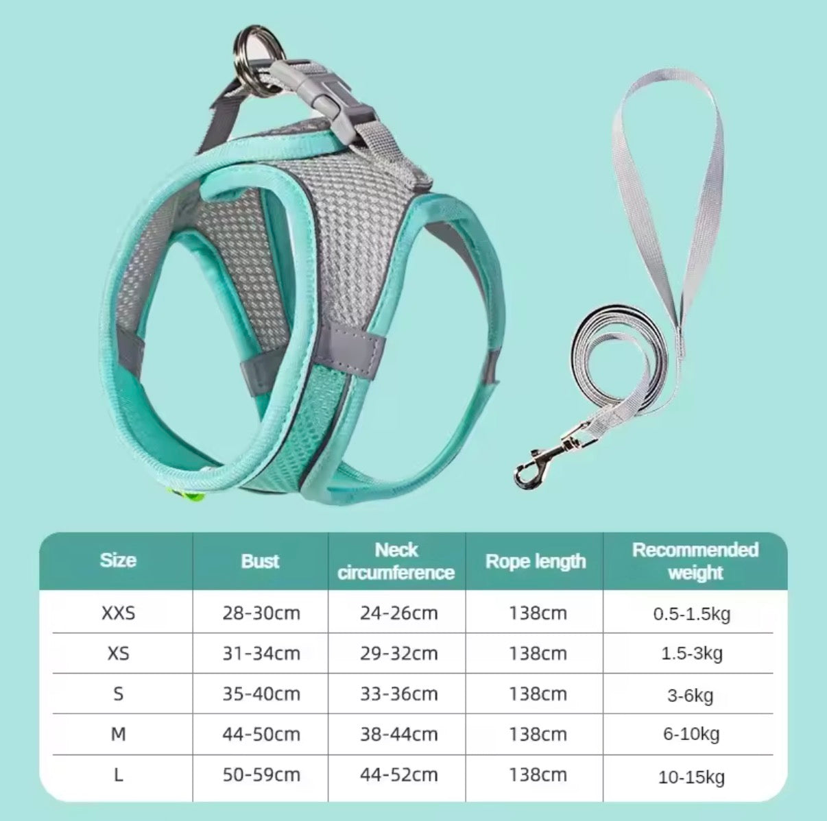 Reflective No-Pull Harness for Small Dogs - Breathable Mesh with Leash Included